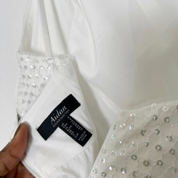 Aidan Mattox Sequined Maxi Ivory Evening Dress - Picture 8 of 10